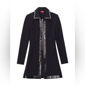 STAUD Assemblage Faux Leather Trim Long Sleeve Minidress in Black size L